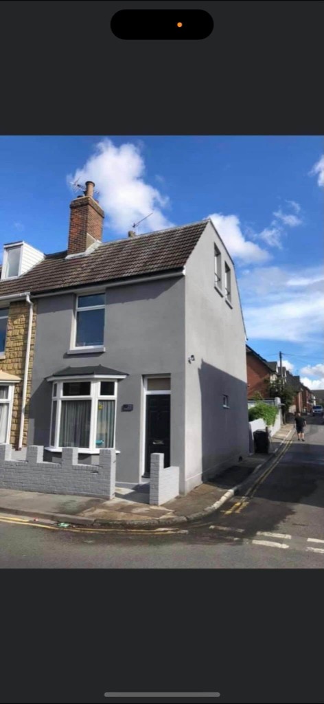 Rendering on a Victorian terraced property in Margate, Kent